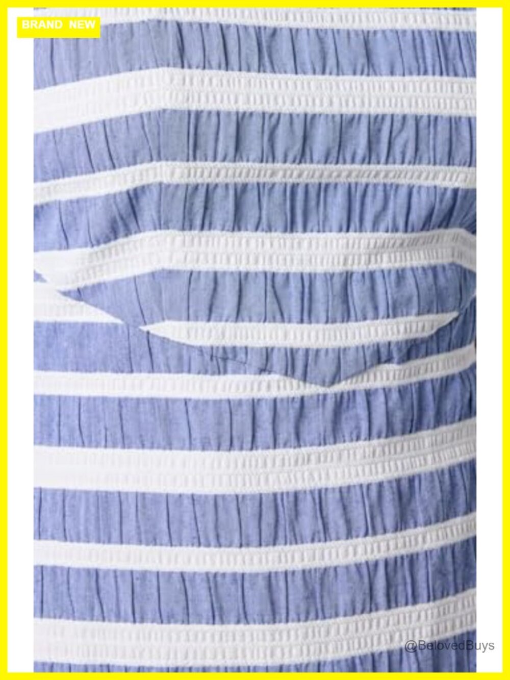 Striped Sleeveless Mini Dress High Neck V-Back Seamed Waist - Picture 3 of 5